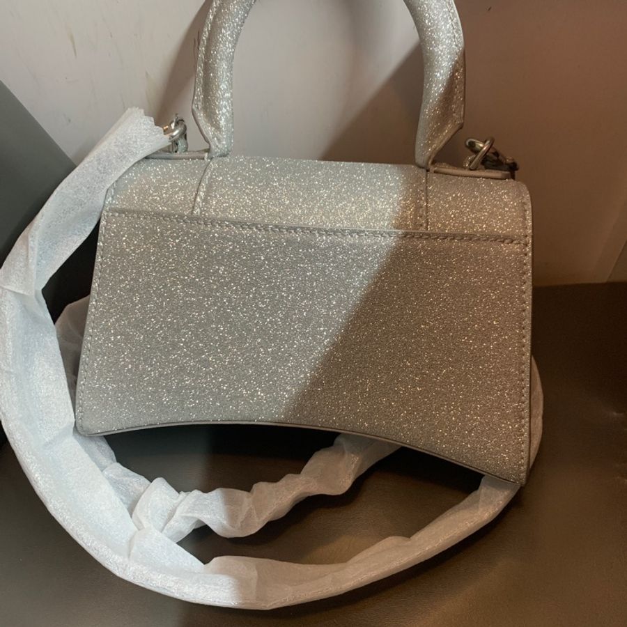 全新巴黎世家經典沙漏包限定款銀色手提包斜背包Balenciaga Hourglass-9