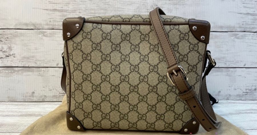 ✈️GUCCI 6263636 復古PVC 軟箱子包 / 行李箱包 割愛* 45800尺寸 (公分)約22*17.5*9.5cm #有防塵袋 近全新閒置🤎-7