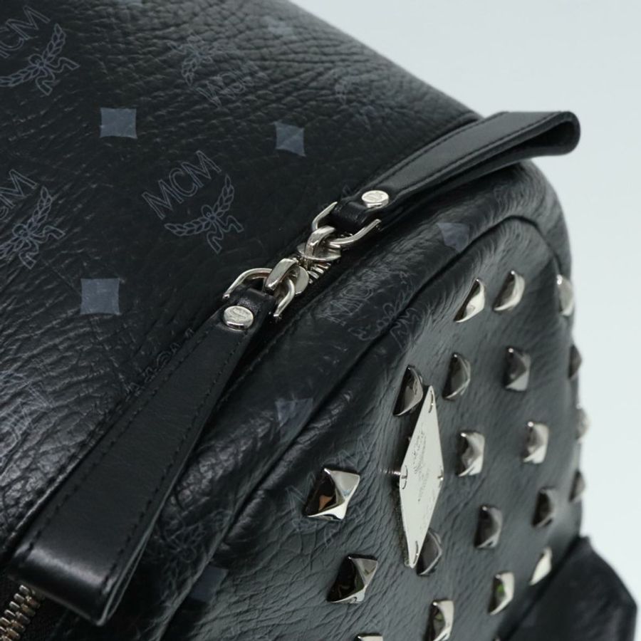 【日本直送】MCM Vicetos Logoogram Studs Backpack PVC Black Silver Auth yk14954-18