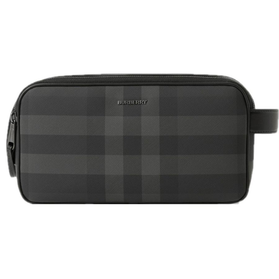【門市全新現貨】BURBERRY 格紋雙拉鍊手拿包收納袋手提袋-3