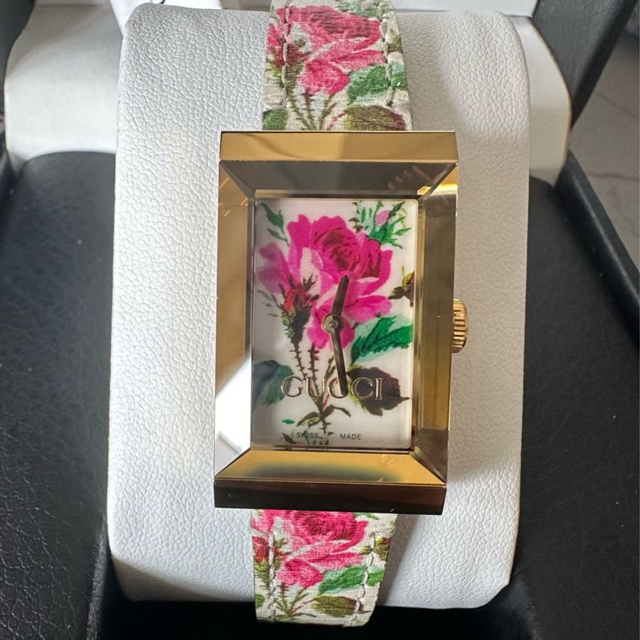 超美Gucci G-FRAME花卉圖案手錶-0