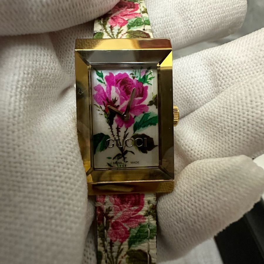 超美Gucci G-FRAME花卉圖案手錶-5