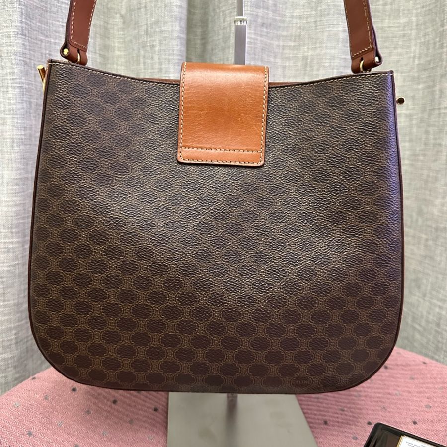 Vintage Celine 凱旋門啡花側孭袋-2
