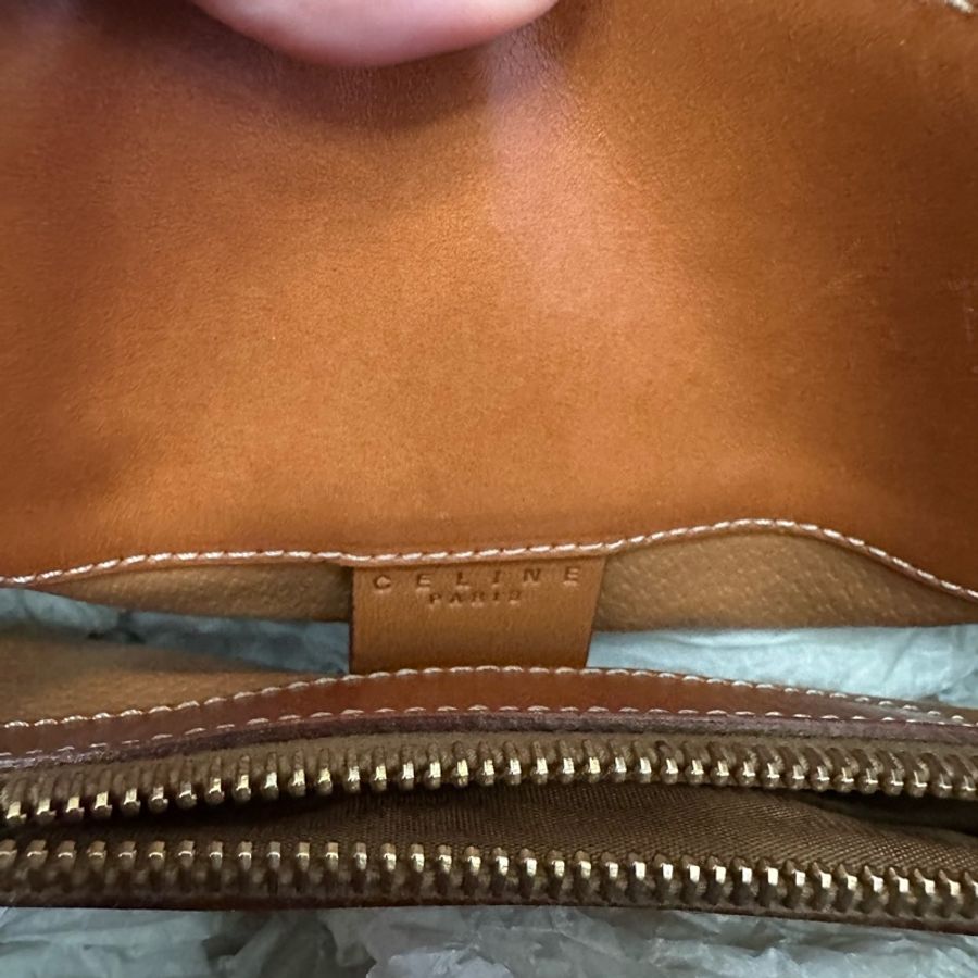 Vintage Celine 凱旋門啡花側孭袋-6