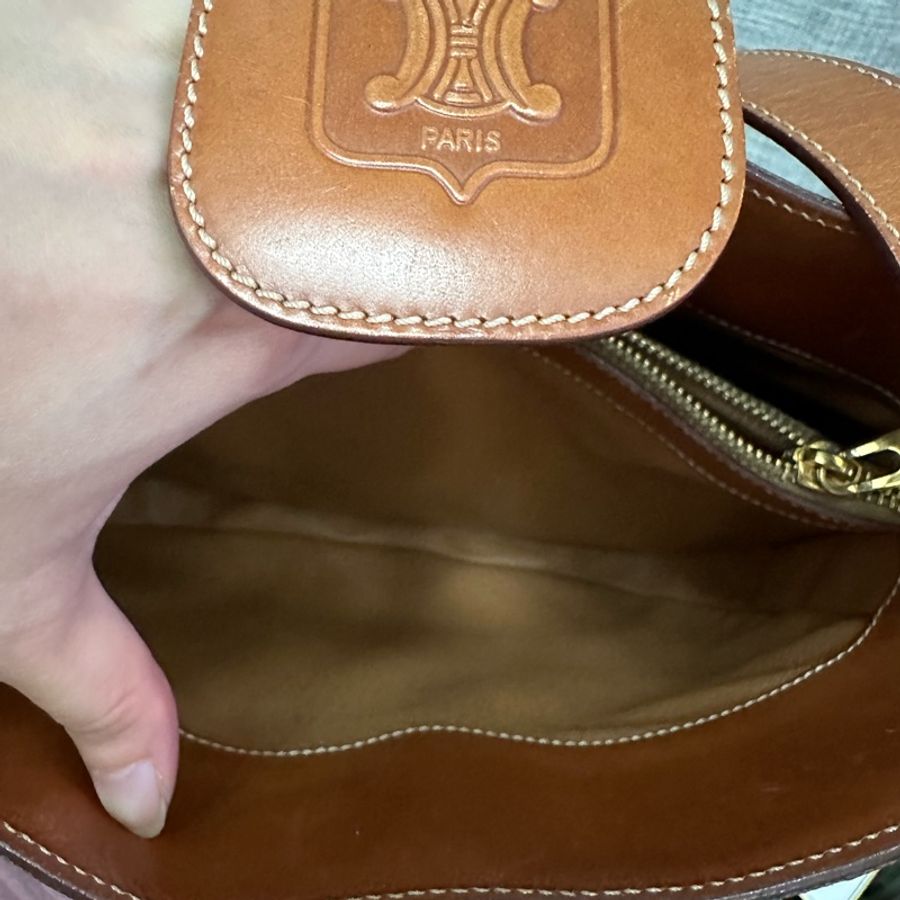 Vintage Celine 凱旋門啡花側孭袋-8