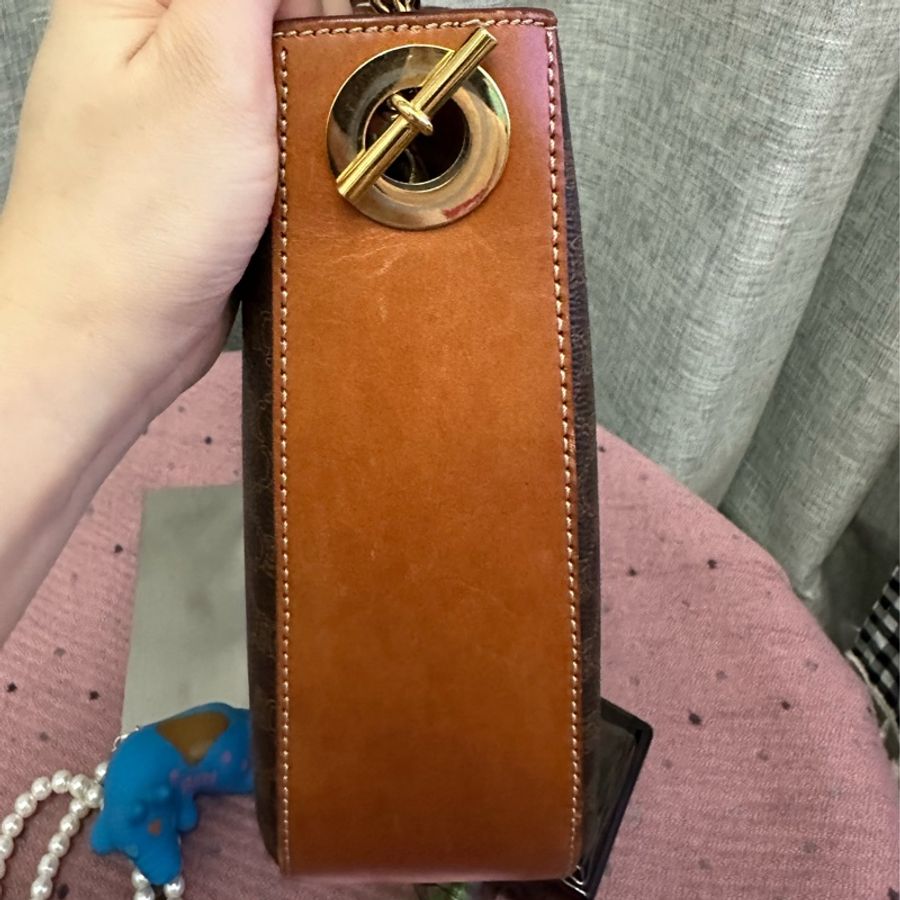 Vintage Celine 凱旋門啡花側孭袋-10