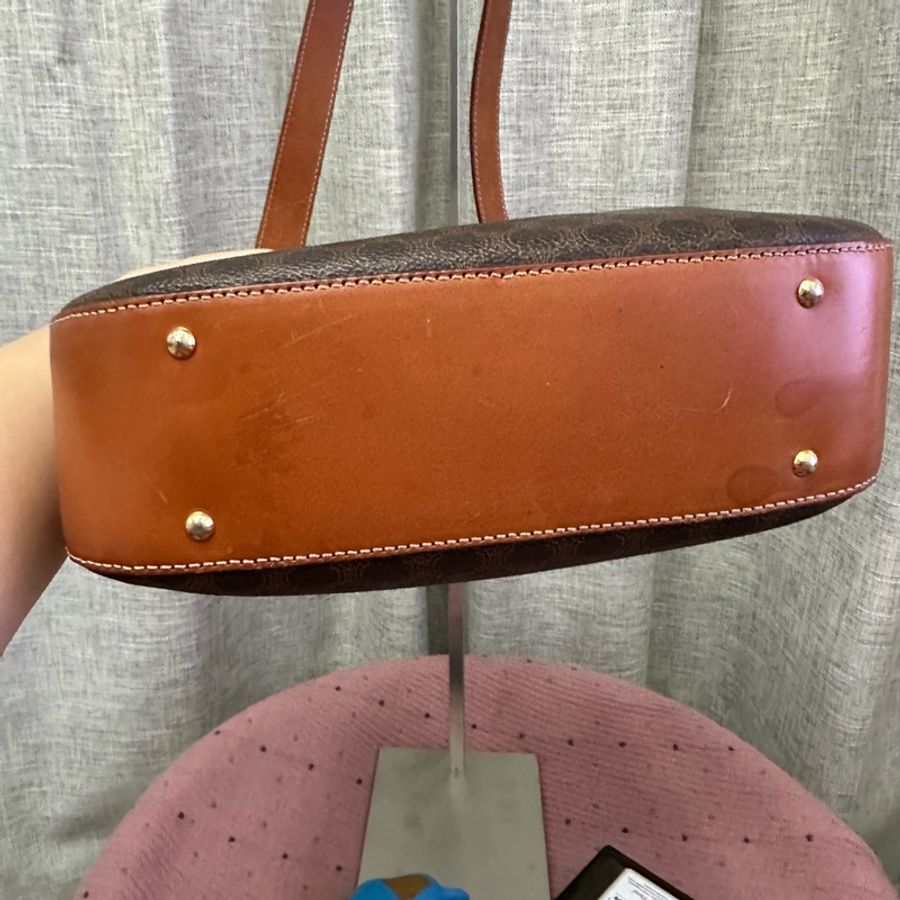 Vintage Celine 凱旋門啡花側孭袋-12