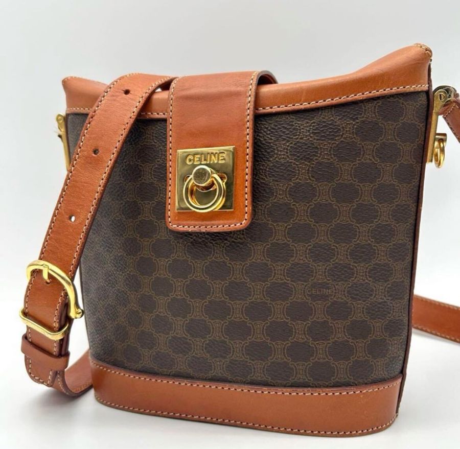 絕版中古CELINE Triomphe啡花薯條袋-0