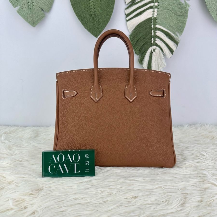 HERMES Birkin 25 金扣 Togo皮 金剛色 金棕 Stamp C 手提包-3