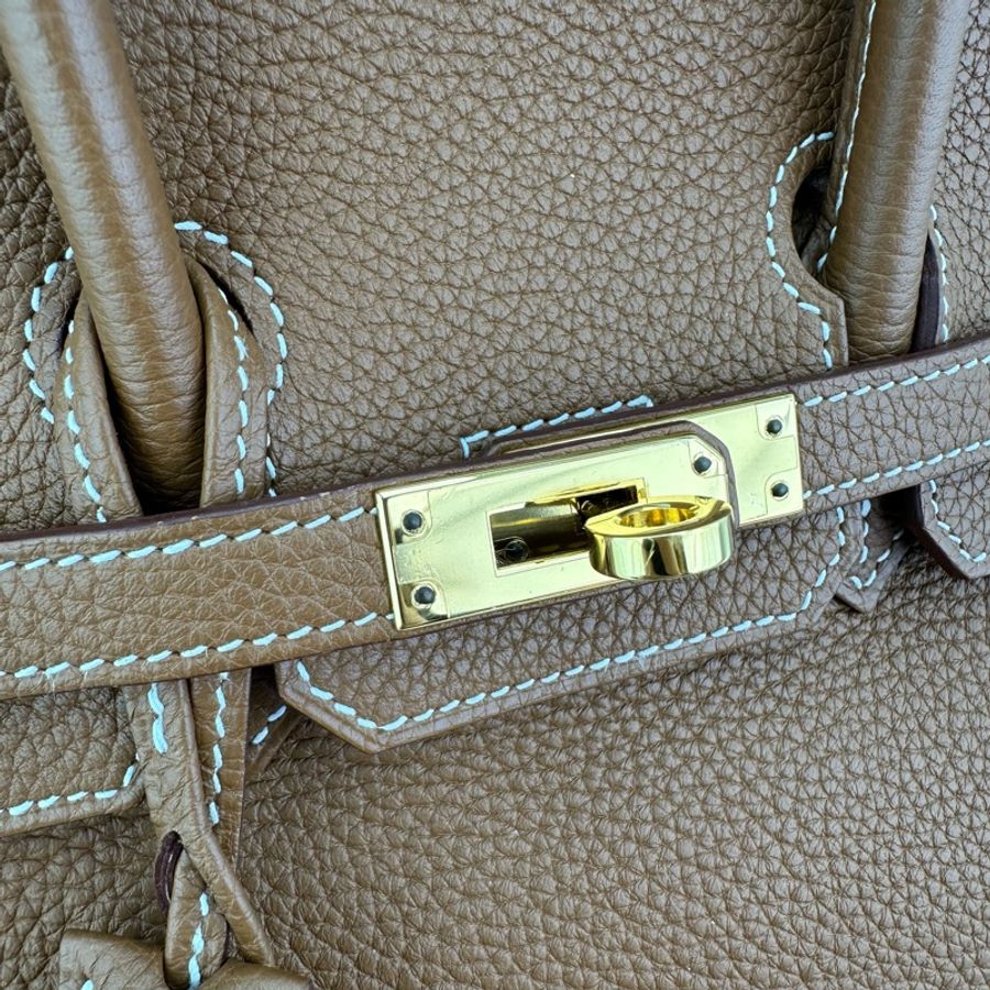 HERMES Birkin 25 金扣 Togo皮 金剛色 金棕 Stamp C 手提包-5
