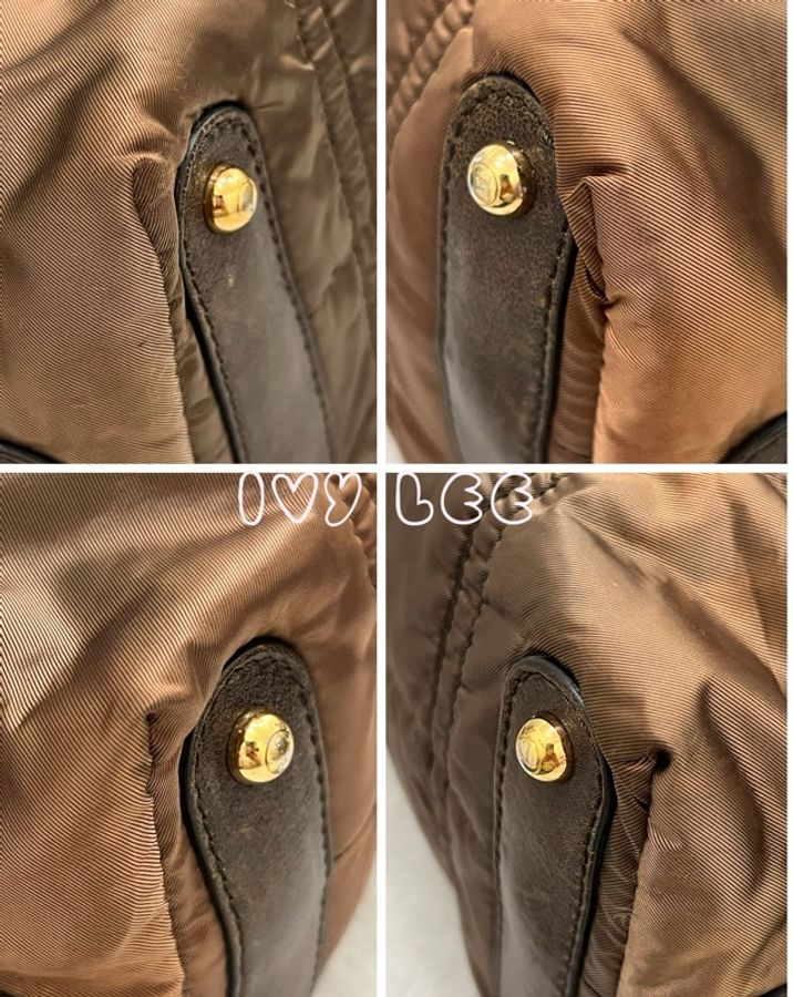 Tod's 咖啡尼龍搭配皮革飾邊 手提包 托特包 肩背包 二手精品-9