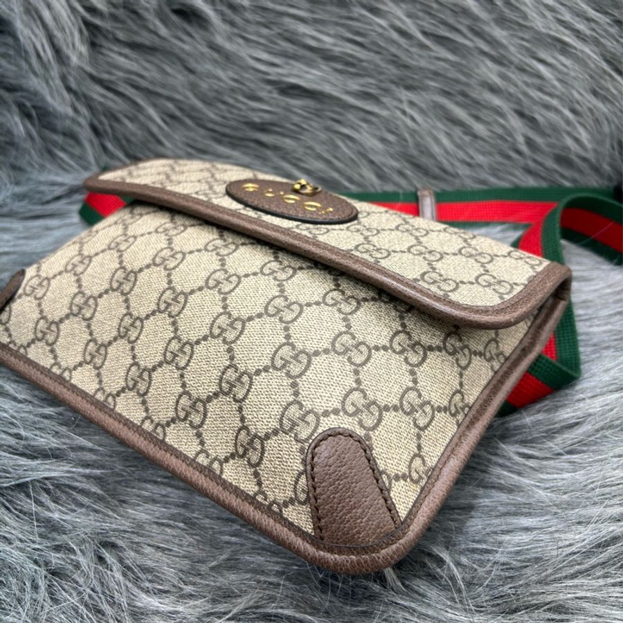 GUCCI 493930 字紋 綠紅綠 虎頭包 斜背包 相機包 手拿包 腰包 胸口包 霹靂包-7