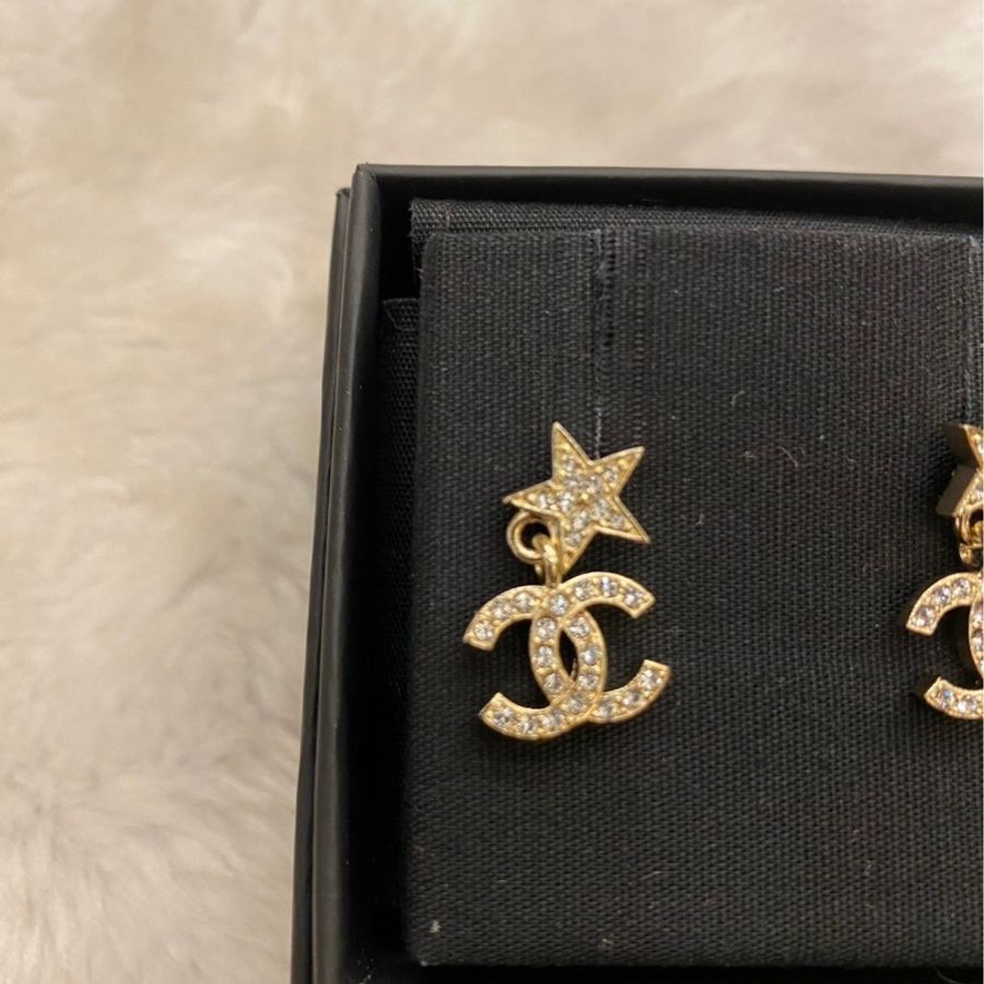 全新|Chanel雙c水鑽星星耳環-2