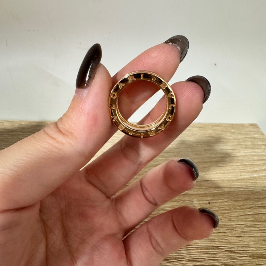 Bvlgari 寶格麗 B Zero 18k玫瑰金黑陶瓷鉚釘戒指-1
