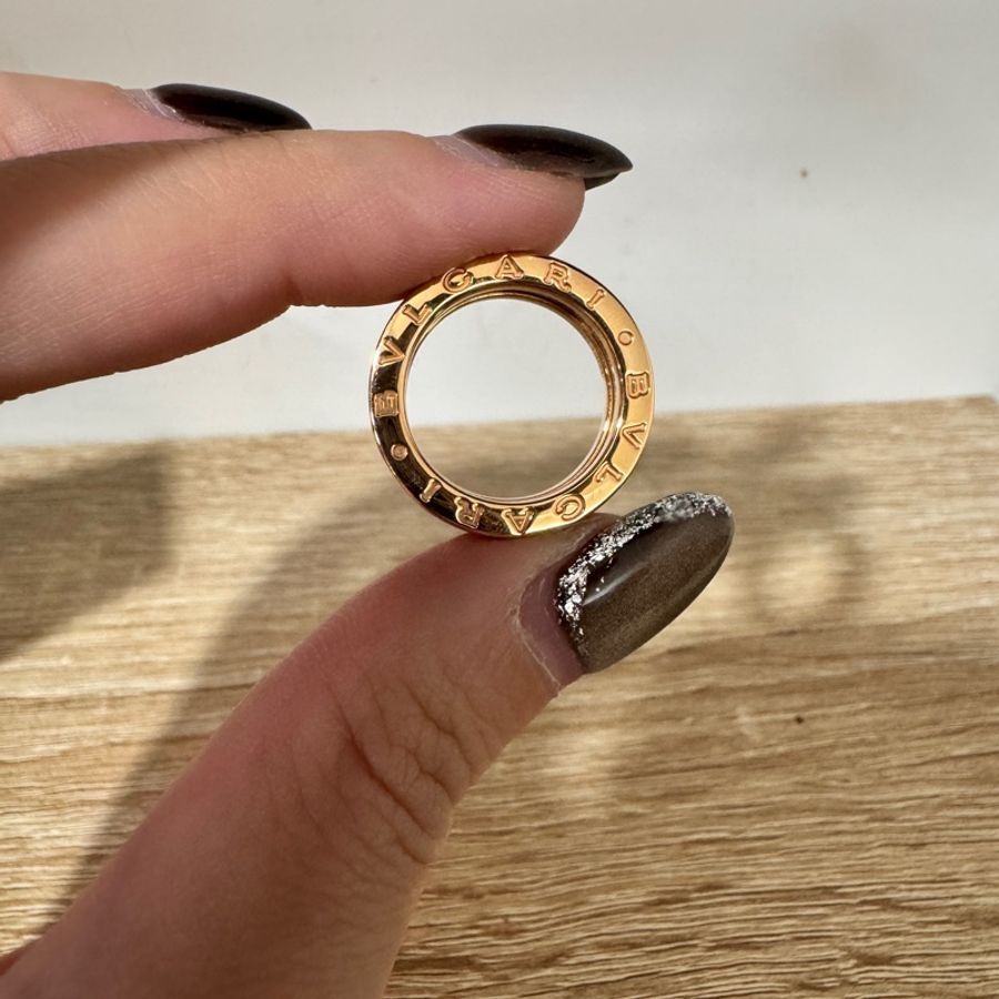 Bvlgari 寶格麗 B Zero 18k玫瑰金黑陶瓷鉚釘戒指-8