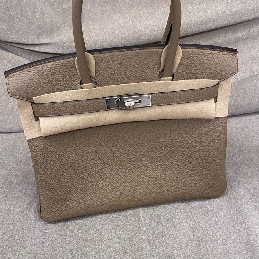 Hermes 鉑金包 30cm 馬爾法米色 銀扣-1