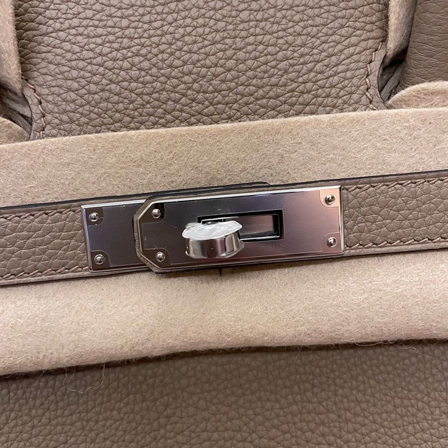 Hermes 鉑金包 30cm 馬爾法米色 銀扣-3