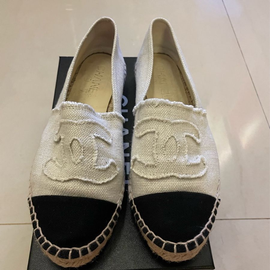 Chanel白色草編鞋39號-0