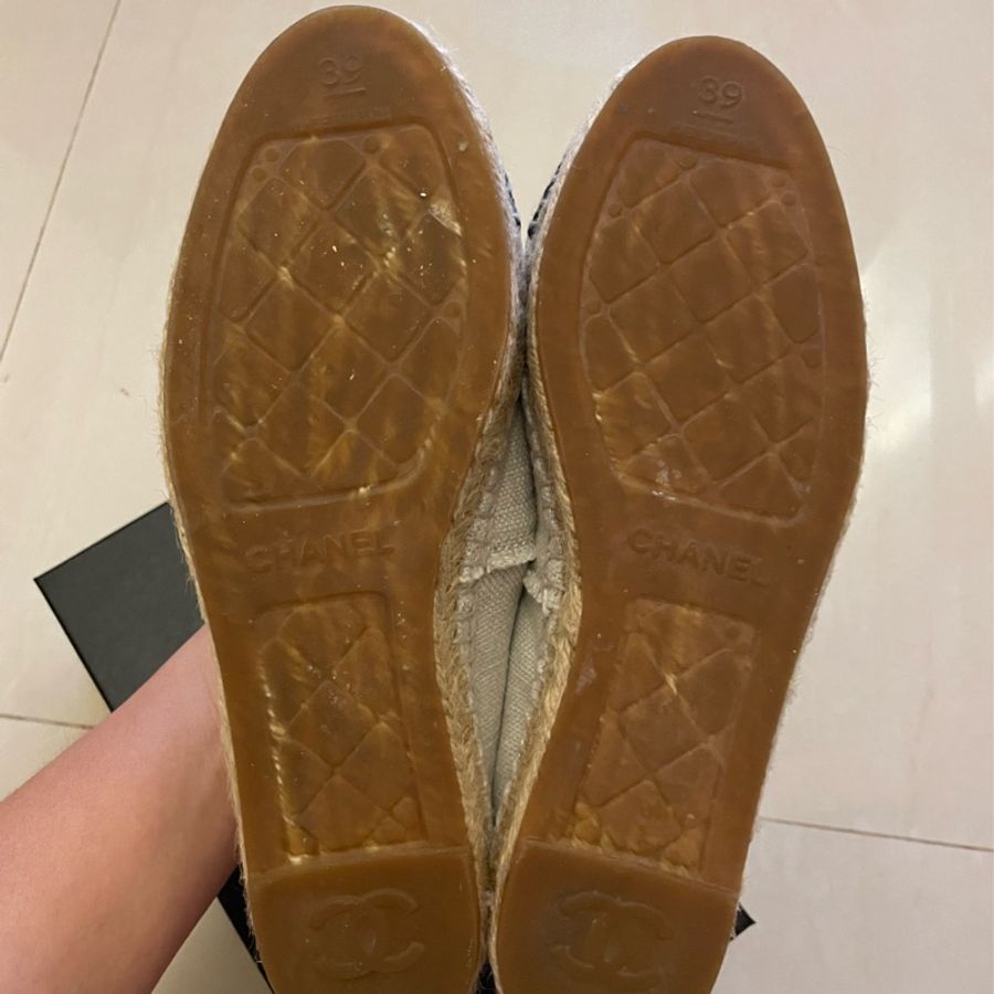 Chanel白色草編鞋39號-4