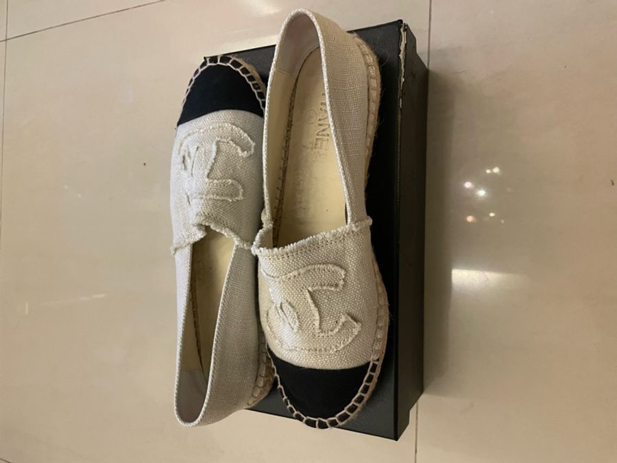 Chanel白色草編鞋39號-5