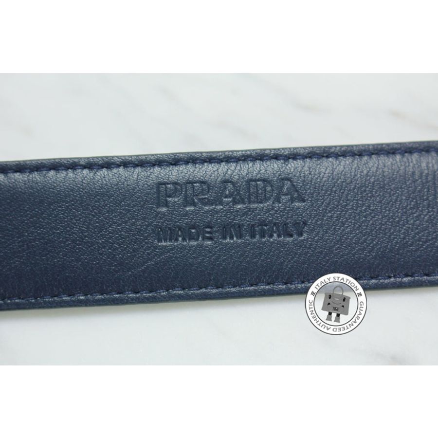 Prada 1C5718 053 Saffiano Cinture Fibbia Oro 2.5 CM Bluette / F0016 Calfskin 90 CM Belts Ghw-1