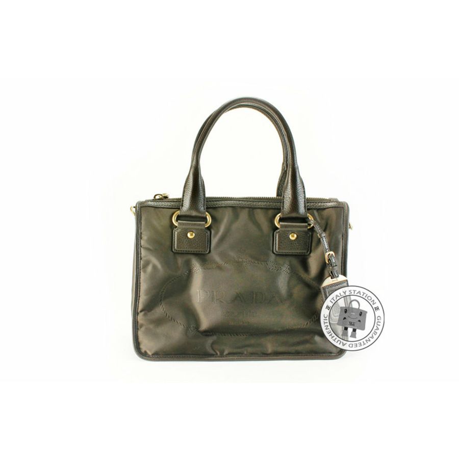 Prada BL0749 Nylon Jacquard + Bauletto Ebano Nylon Shoulder Bags Bhw-1