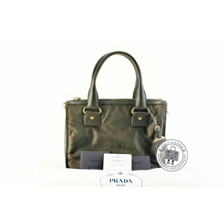 Prada BL0749 Nylon Jacquard + Bauletto Ebano Nylon Shoulder Bags Bhw-2