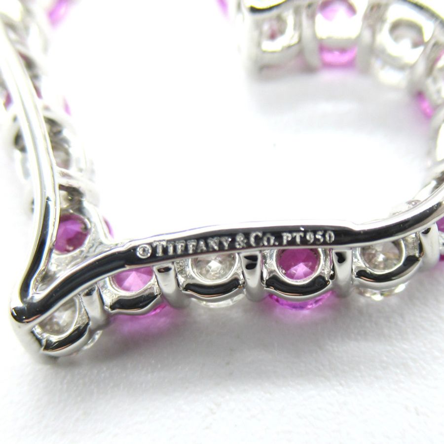 TIFFANY&CO 【激減優惠】950鉑金Sentimental Heart Pink Sapphire Diamond Necklace粉紅藍寶石/鑽石項鍊-5