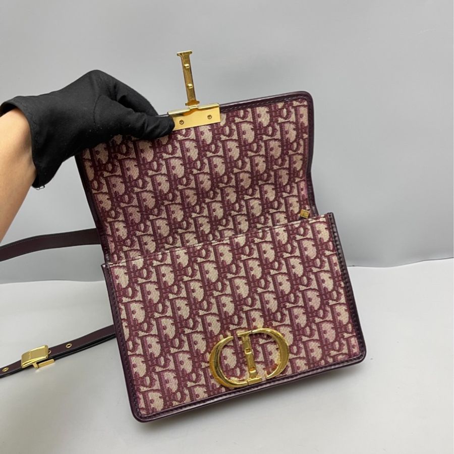 Dior老花酒紅色蒙田Montaigne 30 單肩斜挎包-5