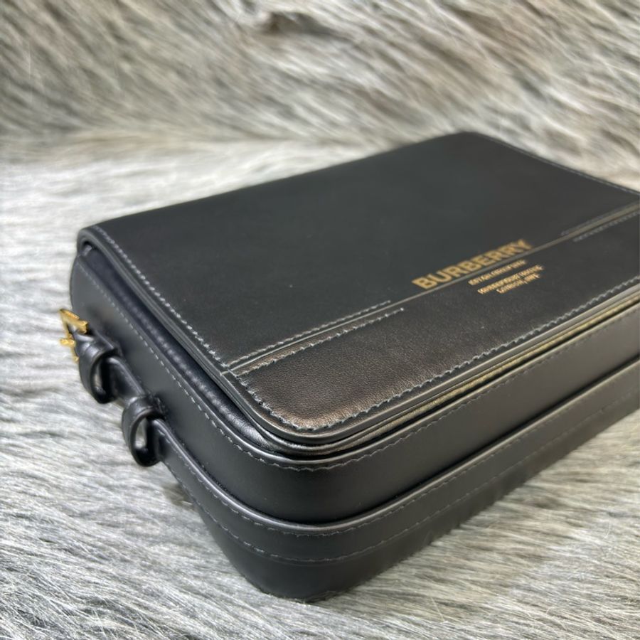 BURBERRY GRACE 黑色牛皮 肩背包斜背包手拿包相機包格蕾絲包-6