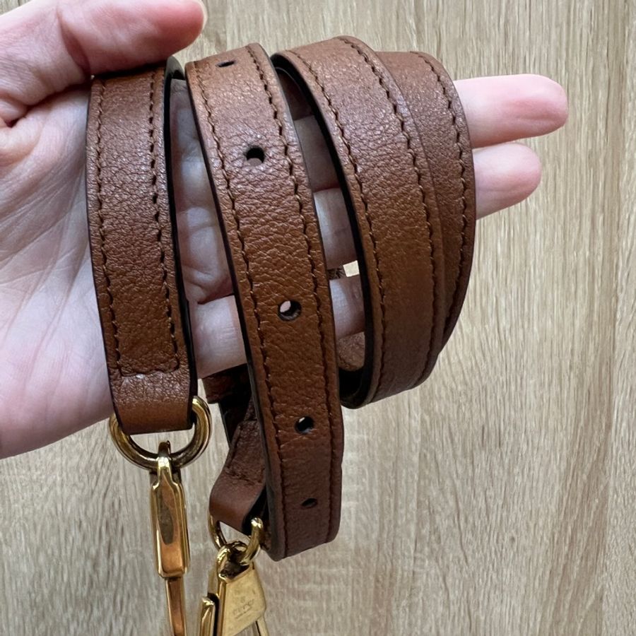 Gucci 咖牛皮霧金釦Mini Diana竹節手提斜背包-14