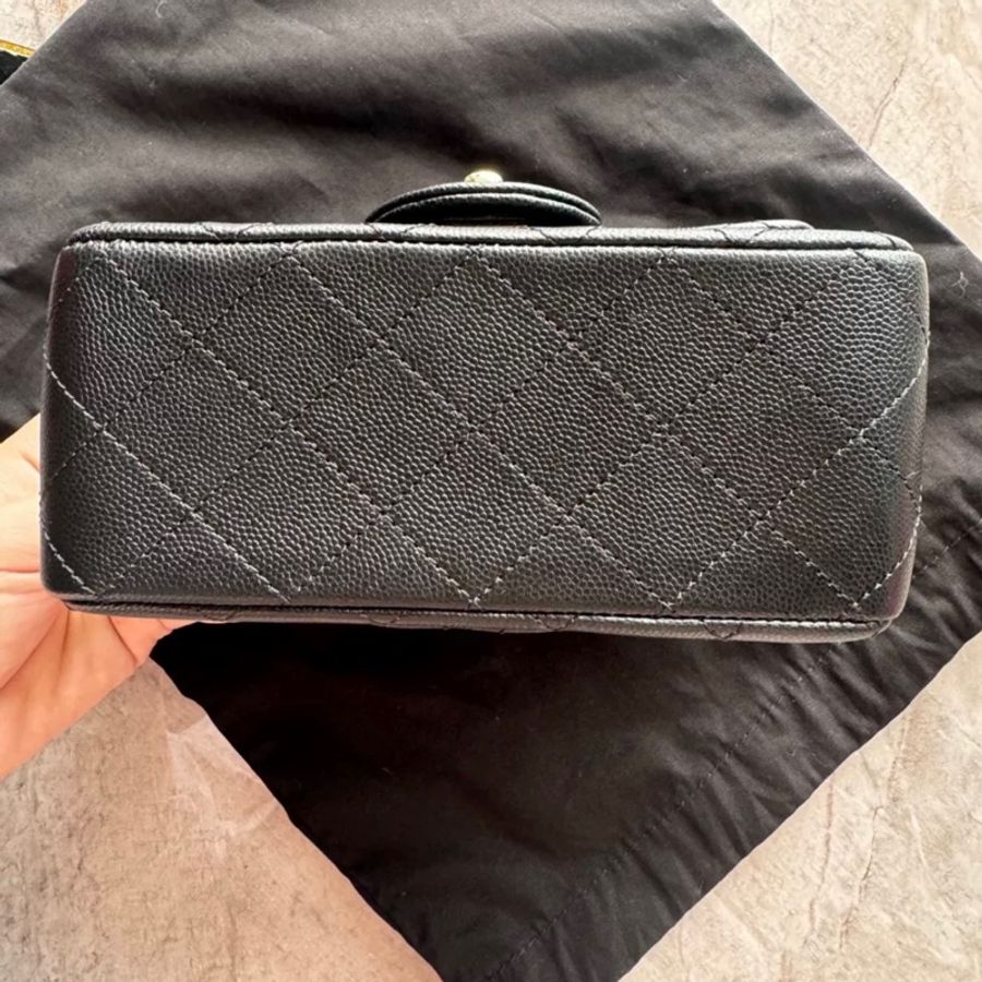 Chanel Square Mini Classic Flag full set 方胖子炭灰黑金-1