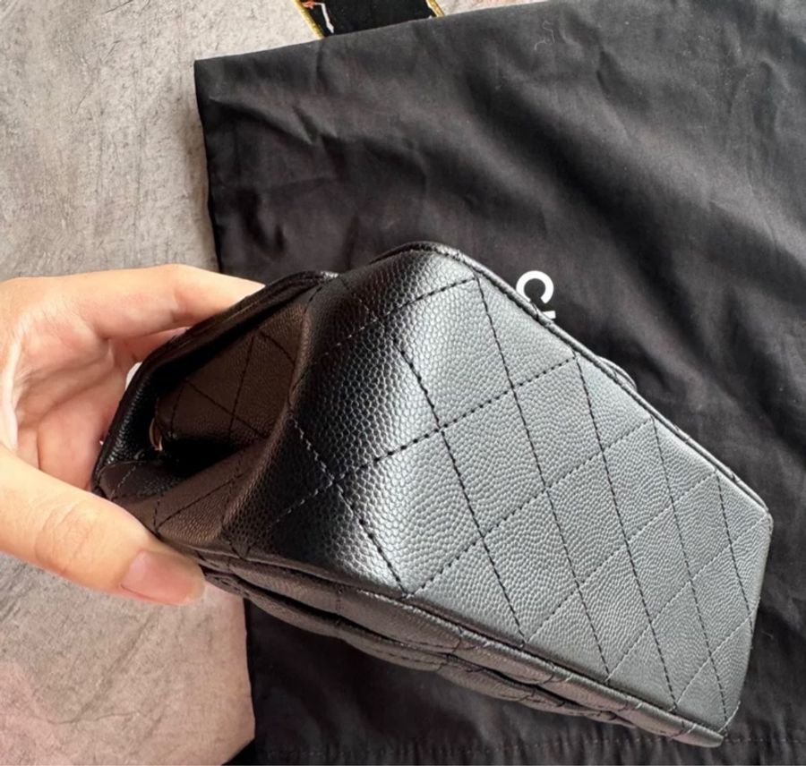 Chanel Square Mini Classic Flag full set 方胖子炭灰黑金-2