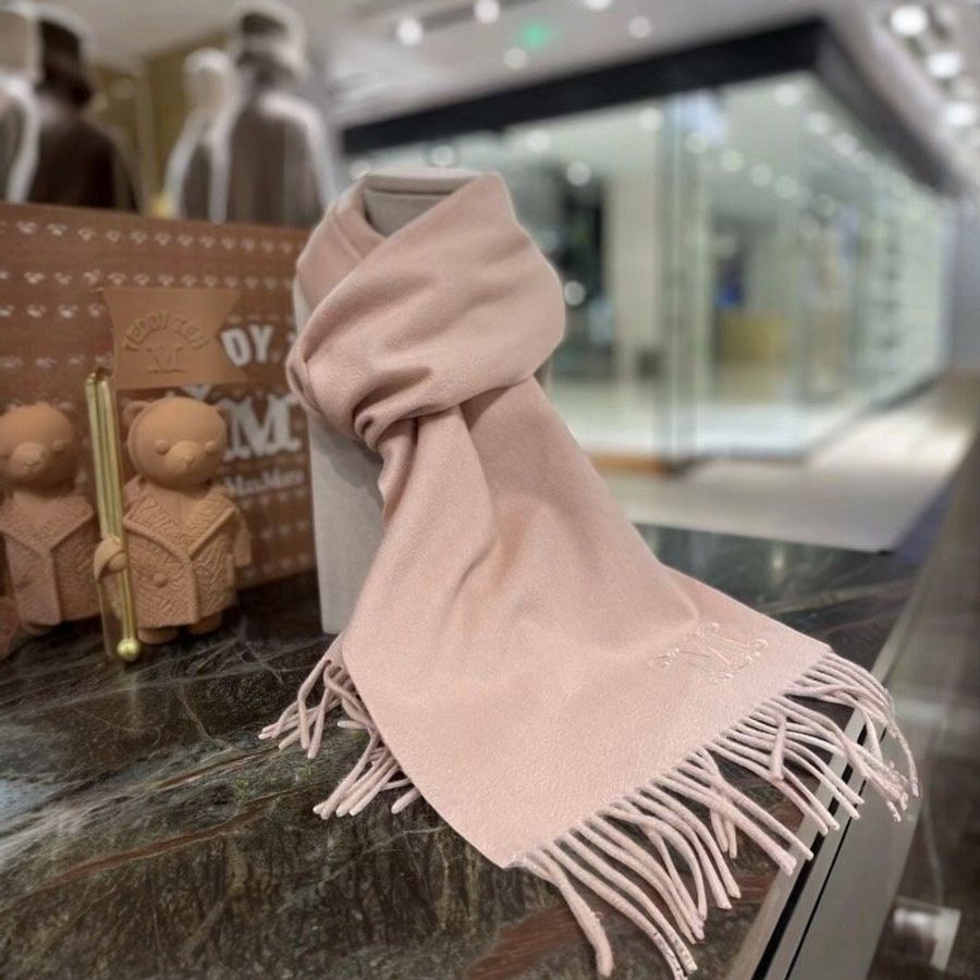 🧧新年特價活動🧧Max Mara 羊絨喀什米爾刺繡圍巾 柔粉色-2