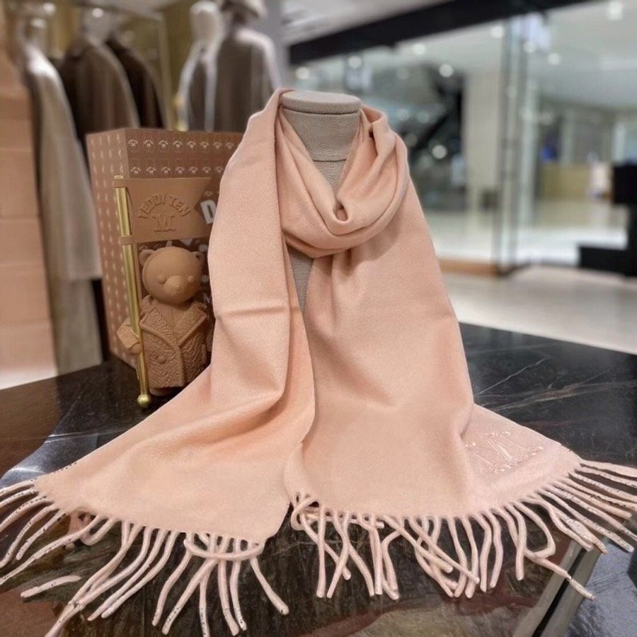 🧧新年特價活動🧧Max Mara 羊絨喀什米爾刺繡圍巾 柔粉色-3