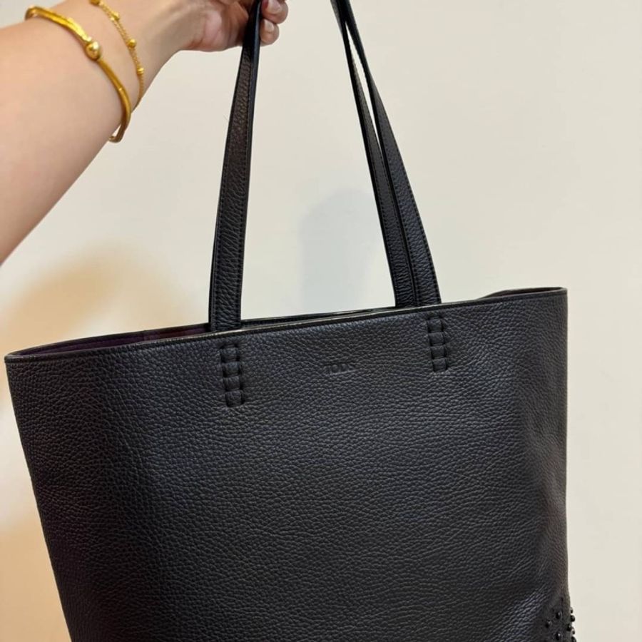 Tod's Wave Bag黑色牛皮豆豆 托特包 肩背包 手提包 購物包 購物袋-1