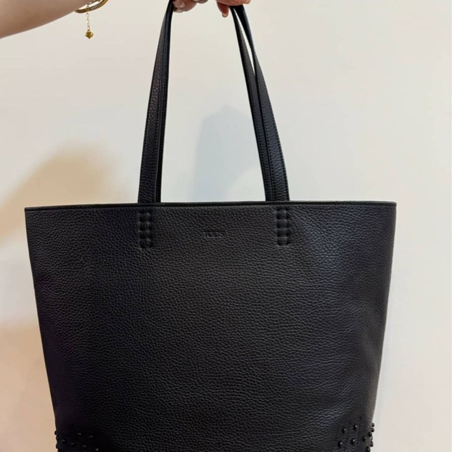 Tod's Wave Bag黑色牛皮豆豆 托特包 肩背包 手提包 購物包 購物袋-13