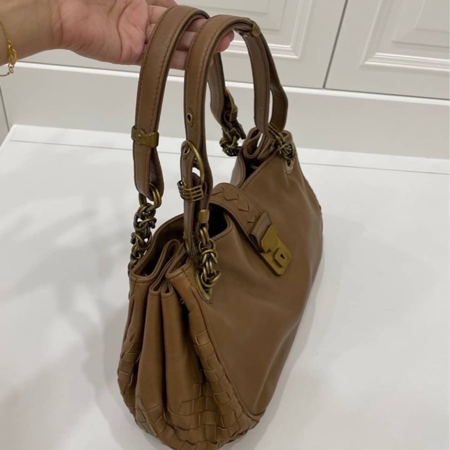 BOTTEGA VENETA BV 深卡其 編織 羊皮 Napoli 手提包 肩背包 側背包-1