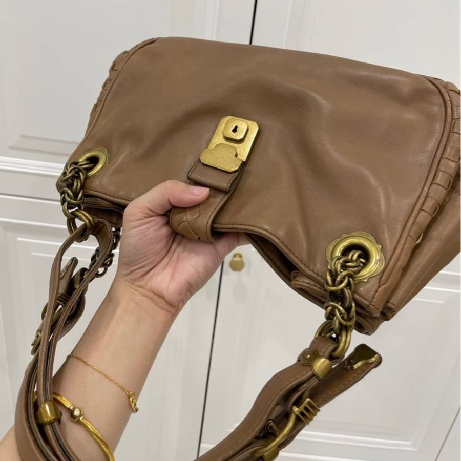 BOTTEGA VENETA BV 深卡其 編織 羊皮 Napoli 手提包 肩背包 側背包-3