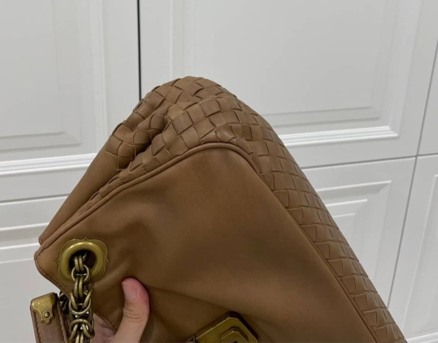 BOTTEGA VENETA BV 深卡其 編織 羊皮 Napoli 手提包 肩背包 側背包-15