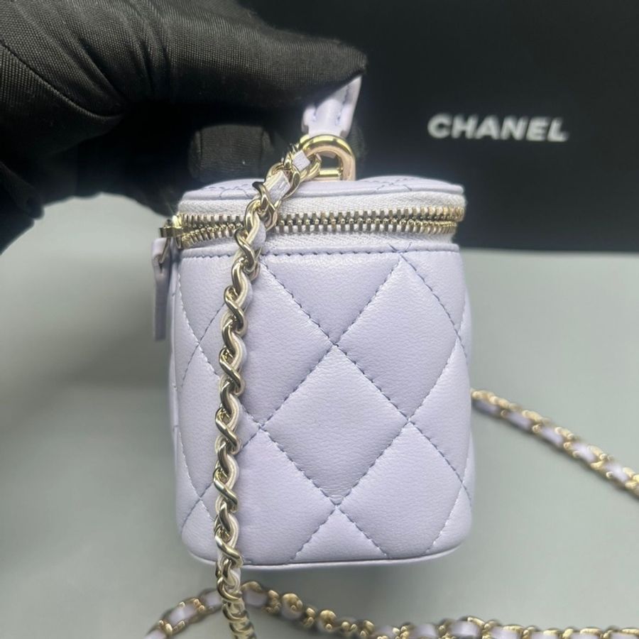 Chanel Mini Top Handle Vanity With Chain Lilac Lambskin Gold Hardware 薰衣草手柄小盒子金扣-2
