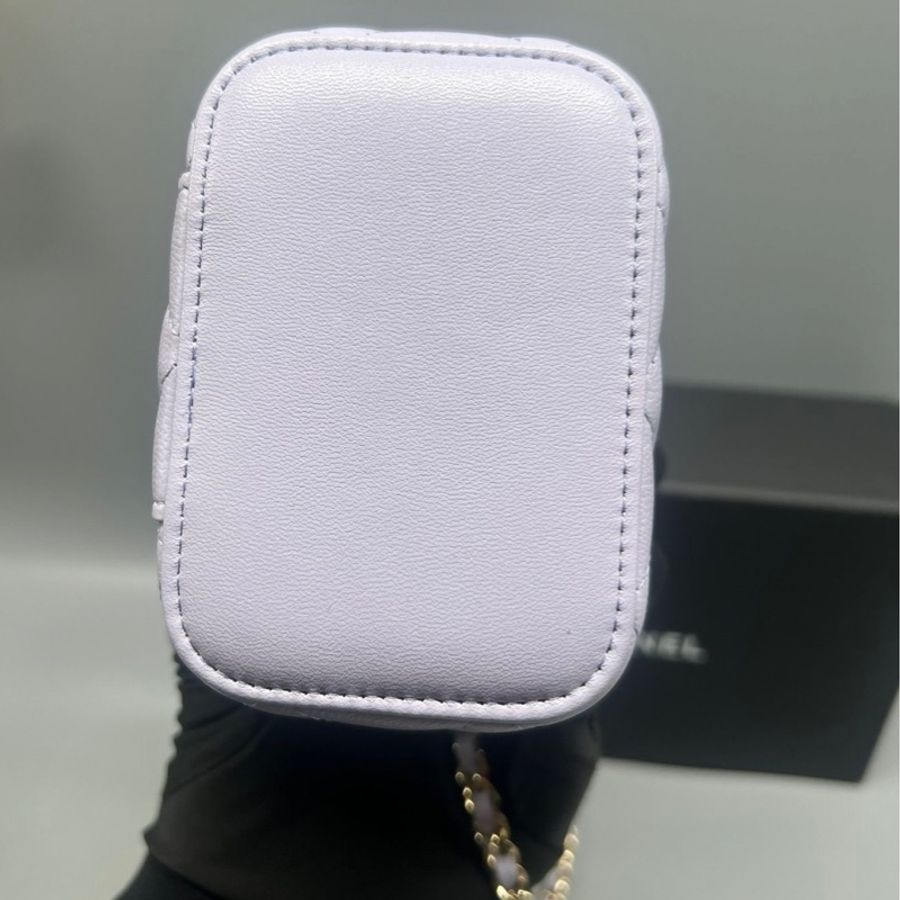 Chanel Mini Top Handle Vanity With Chain Lilac Lambskin Gold Hardware 薰衣草手柄小盒子金扣-4