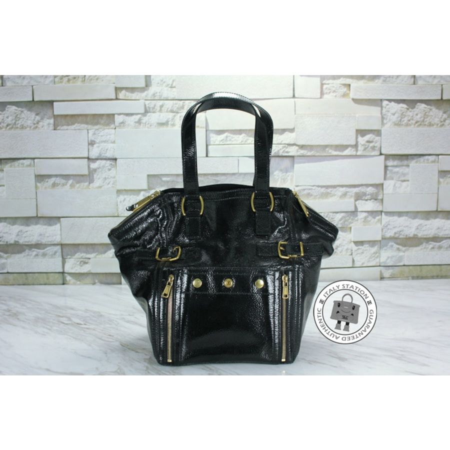 Saint Laurent 202649 Downtown Buffalo Black Patent Shoulder Bags Ghw-0