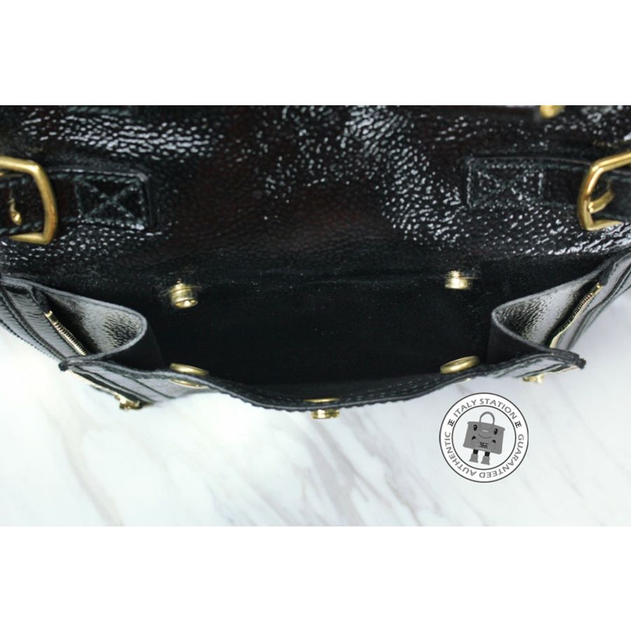 Saint Laurent 202649 Downtown Buffalo Black Patent Shoulder Bags Ghw-3