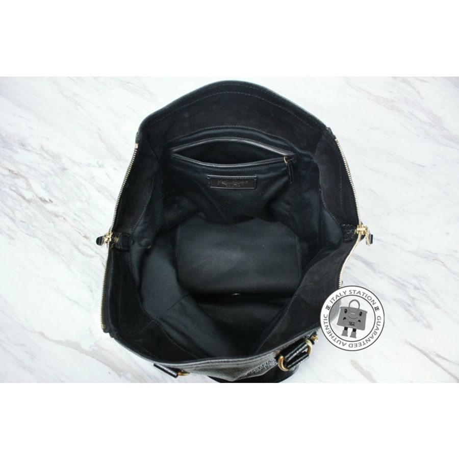 Saint Laurent 202649 Downtown Buffalo Black Patent Shoulder Bags Ghw-7