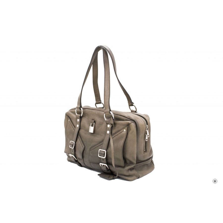 Saint Laurent 227747 Rivegauche Grey Leather Shoulder Bags Shw-1