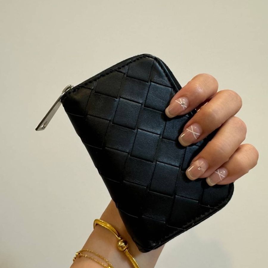 BOTTEGA VENETA BV 黑色 編織 ㄇ拉 零錢包 錢包 卡夾 皮夾 短夾 信用卡夾 名片夾-2