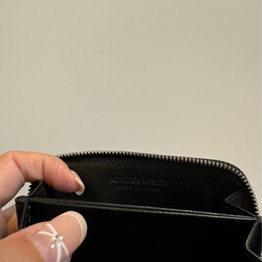 BOTTEGA VENETA BV 黑色 編織 ㄇ拉 零錢包 錢包 卡夾 皮夾 短夾 信用卡夾 名片夾-7