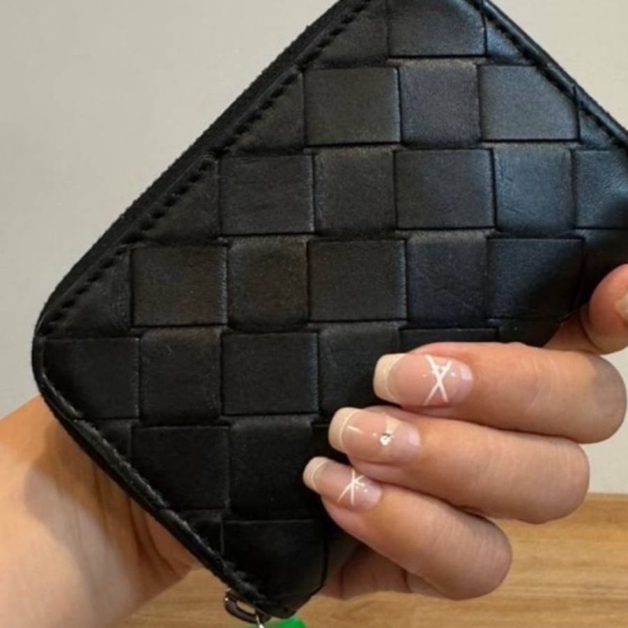 BOTTEGA VENETA BV 黑色 編織 ㄇ拉 零錢包 錢包 卡夾 皮夾 短夾 信用卡夾 名片夾-11