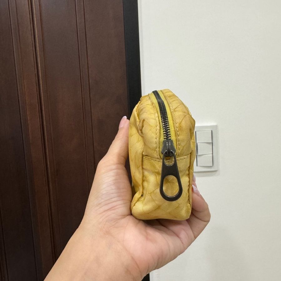Bottega Veneta BV  黃色 帆布 編織圖 零錢包 化妝包 萬用包 收納包-6